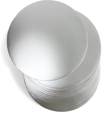 Gcardist 20.32cm Silver Cake Boards Round 25-Packs Circles Rounds Base Food-Grade Cardboard Cake Plate(Thinner But Stronger, 8 Inch)