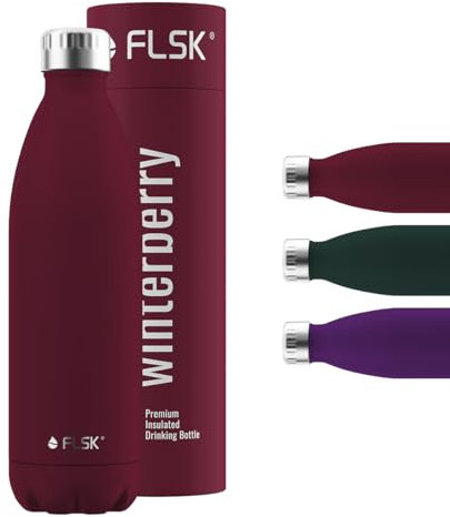 FLSK Trinkflasche – Premium Edelstahl Thermosflasche – 100 % auslaufsicher & kohlensäuregeeignet – hält 24 h kalt & 18 h heiß – BPA-frei (winterberry, 1000 ml)