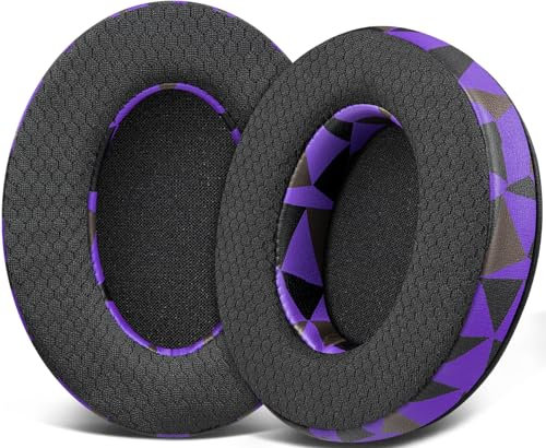 SOULWIT Mesh Stoff Ersatzpolster Ohrpolster Ersatz Polster für HyperX Cloud 1/2/3/Pro/Core/Alpha/Alpha S/Alpha Pro/Flight/Flight S/Stinger/Stinger S, CloudX Stinger/Stinger Core/Flight Kopfhörer