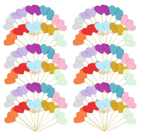 100 Stück Cupcake Topper Herz,Herzen Cupcake Topper,Muffin Topper Geburtstag,Muffin Deko Hochzeit,Herzen Glitter Kuchen Topper,Geeignet Für Geburtstagspartys,Party Dekoration,Hochzeitsdekoration