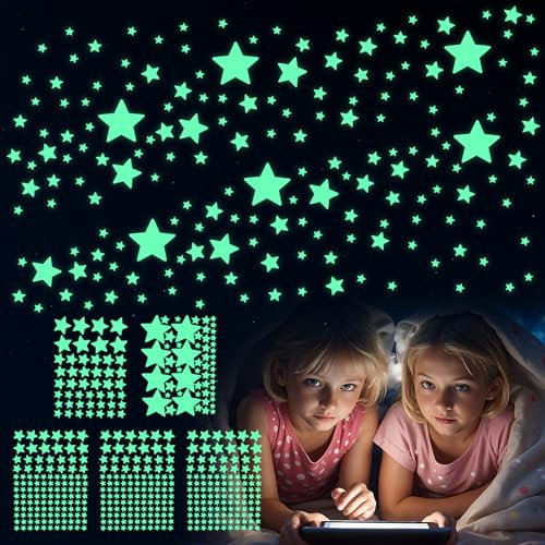 BOHUIZ 469 Stück Leuchtsterne Kinderzimmer, Leuchtsterne Wandsticker Kinderzimmer leuchtsterne selbstklebend Leucht Sterne Wandtattoo Glow in the Dark Sticker für Kinderzimmer Dekoration