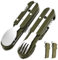 2 cubiertos plegables para camping, cubiertos de acero inoxidable 5 en 1, abrebotellas, cubiertos para camping, como cuchillo, tenedor, cuchara, juego de cubiertos portátiles