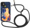 Kueqeay Handyband für iPhone 12 Hülle mit Band 6,1'', Aesthetic Schwarz Katze Muster Verstellbarer Halskette Handyhülle mit Kordel zum umhängen Silikon Stoßfest Schutzhülle mit Kette, 03