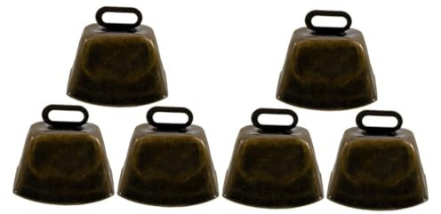 HIAKDOFT 6stücke Kleine Antike Kuhglocken Runde Kanten Laute Melodie Tierhaltung Farmbedarf Diy-bastelglocken Anhänger Dekorativ Für Schaf Zucht