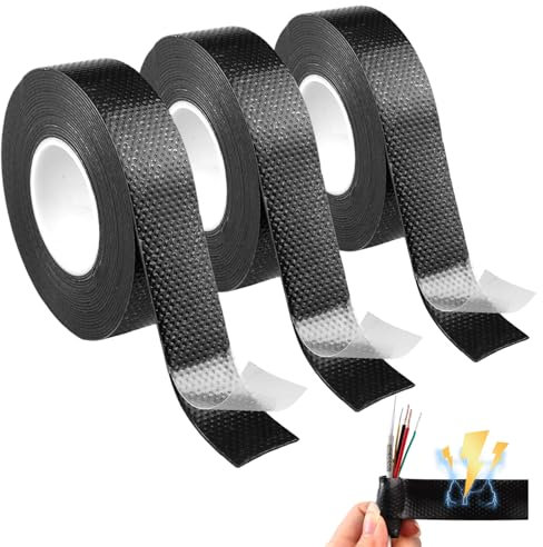 Nastro Isolante Elettrico,3 Pezzi Nastro di Tenuta,Nastro Elettrico Rotoli,Autoagglomerante Nastro Vulcanizzante,Nastro Adesivo Elettrico Impermeabile per Automobilistiche e di Attrezzature,5Mx22mm