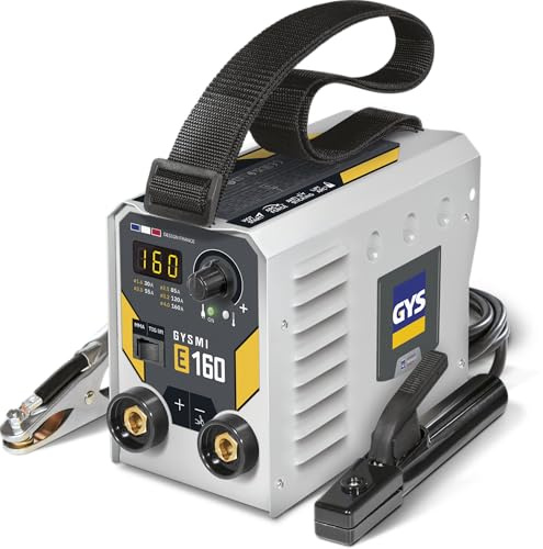 GYS, GYSMI E160, Schweißgerät mit überzogener Elektrode, 160 A, einphasig, 230 V (MMA), TIG DC Lift, Digital, Arc Force, Antiticking, Hot Start, mit Techno 11 LCD-Maske, Elektrodenhalter, Massekabel
