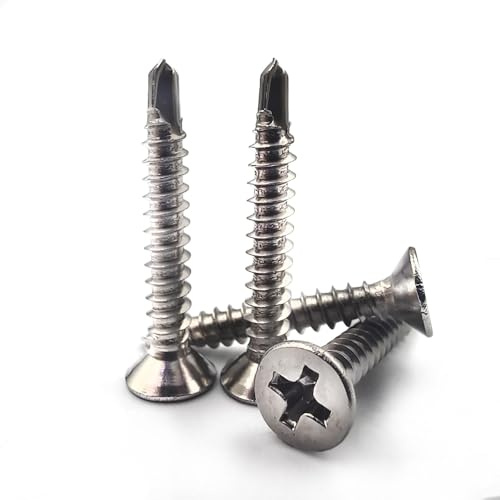 VOOXA 200St Bohrschrauben DIN7504 Edelstahl A2 3,5x25mm Selbstschneidend | Selbstschneidende Flachkopfschrauben mit Vollgewinde für Weichmetalle | DIN 7504 Senkkopfschrauben