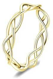 Stfery Partnerringe Damen Gold 9 Karat, Hohl Geflochtener Ring, Stapelring Echt Gold Au375 Gr. 58 (18.5)