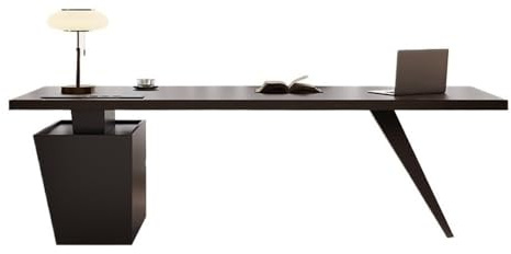 ZENGXJYCQINGJIANG Gaming Desk Modern Minimalist PC Desk with 2 Drawers, Sturdy Office Writing Table with Power Outlets and USB Ports(L)