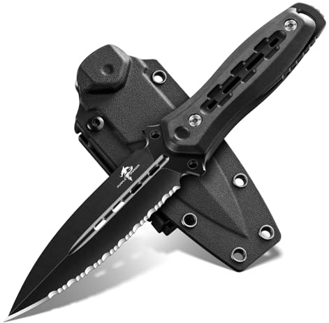Purple Dragon Fixed Blade Knife with Kydex Sheath- Utility Knife Black