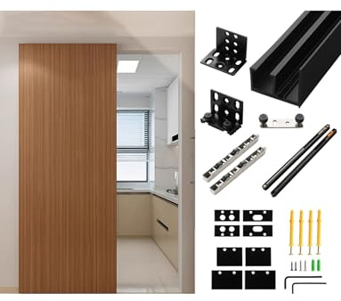 Motorisiertes Hardware-Set for spurlose Schiebetüren, verdeckte Scheunentürschiene aus Aluminium for die versteckte Installation an Holz-/Glastüren(150cm/59in)