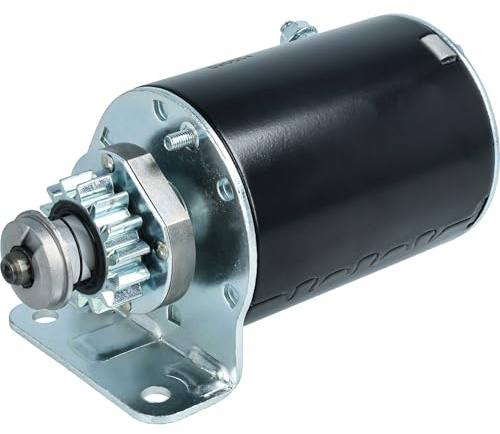 vhbw Démarreur moteur remplacement pour Briggs & Stratton 693552 pour | Starter avec pignon en acier à 14 dents, 12 V