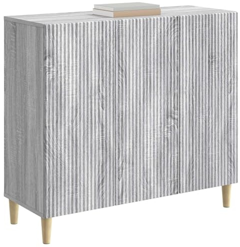 vidaXL Sideboard Graues Sonoma 89 x 34,5 x 80 cm Holzwerkstoff, Wohnzimmer, Vintage Sideboard, praktischer Stauraum, rechteckiger Schrank, stilvoll mit schmalen Beinen
