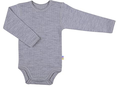Joha Baby Unisex Body Langarm Reine Merino-Wolle, Größe:50, Farbe:Light Grey Melange