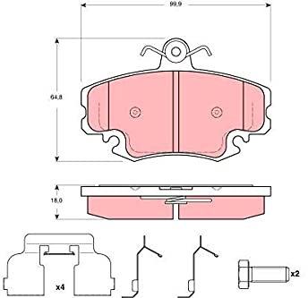 TRW GDB1635 Brake Pad Set of 4 Compatible for Renault Twingo II (CN0_) 2007-2014 Front Axle and Other Vehicles