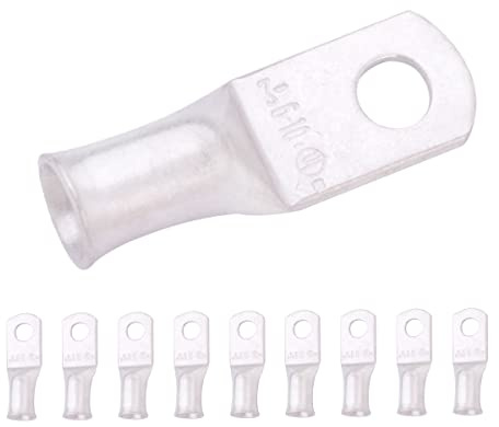 Selterm 6 AWG (16 mm²) - 4,8 mm (M5) ⌀ Bolzen UL-Hochleistungs Kabelschuhe, Batterie Kabelhülsen, Verzinnte Kupferösen, Röhrenförmiger Ringkabelschuh [B16] - 10 Stück