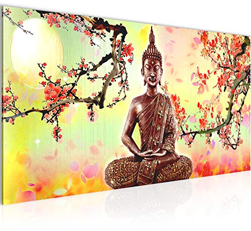 Runa Art Wandbild Buddha Feng Shui 1 Teilig 100 x 40 cm Modern Bild auf Vlies Leinwand Relax Spa Wohnzimmer Schlafzimmer Bunt 500612c