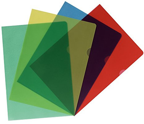 20 Aktenhüllen / Sichthüllen / DIN A4 / Farbe: je 5x rot,blau,gelb,grün