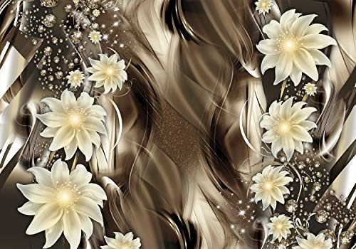 decomonkey Fototapete Abstrakt Blumen 350x256 cm XL Tapete Fototapeten Vlies Tapeten Vliestapete Wandtapete moderne Wandbild Wand Schlafzimmer Wohnzimmer Diamant