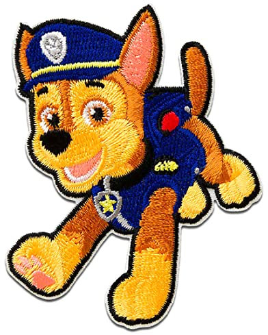 Paw Patrol Chase - Aufnäher, Bügelbild, Aufbügler, Applikationen, Patches, Flicken, zum aufbügeln, Größe: 7,2 x 5,6 cm