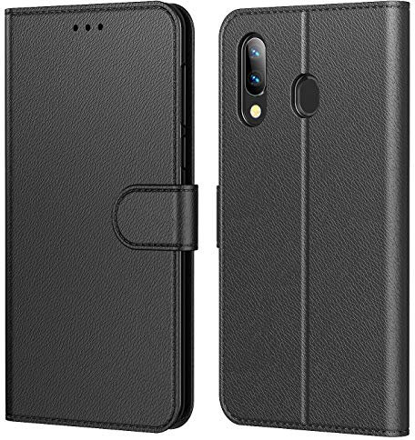 Tenphone Etui Coque pour Huawei P Smart 2019, Protection Etui Housse en Cuir Portefeuille Livre,[Emplacements Cartes],[Fonction Support],[Languette Magnétique] pour (P Smart 2019 (6,21), Noir)