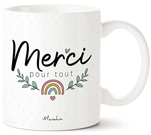 Manahia Mug Merci pour tout Imprimé en France | Mug pour dire merci, tasse en céramique, cadeau de remerciement