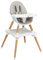 GYMAX Wooden Baby Highchair, Infant Feeding Seat with 4 Position Adjustable Tray, 5 Point Safety Harness and PU Cushion, 4 in 1 Convertible Baby Chair for 6 Months to 3 Years (Gray)