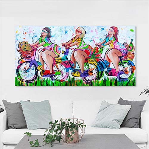 DIY 5d Diamant Malerei Kits große Größe Dicke Dame auf dem Fahrrad Diamond Painting Bilder Bohren voll kristall Strass Stickerei kreuzstich Leinwand Art Hause wanddekoration Gemälde 50x100cm(20x40in)