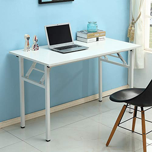 SogesHome Computer Schreibtisch Klapptisch 120 * 60 cm Schreibtisch, Home Office Schreibtisch, PC Laptop Lernarbeitsplatz zum Arbeiten, Lernen, Schreiben, Keine Montage Weiß, SH-LP-AC5WW-120