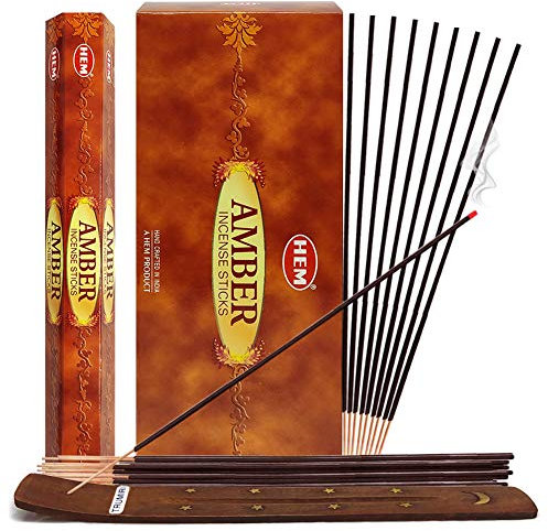 Lot de bâtons d'encens et porte-encens Ambre