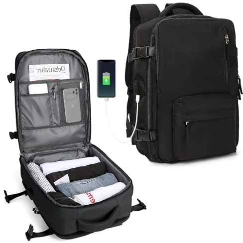 SZLX Large Travel Backpack for Women Men Cabin Bags for Ryanair Easyjet Underseat Hand Luggage Bag Carry on Travel Backpack Cabin Size Flight Rucksack Fit 14 Inch Laptop with Shoe Compartment