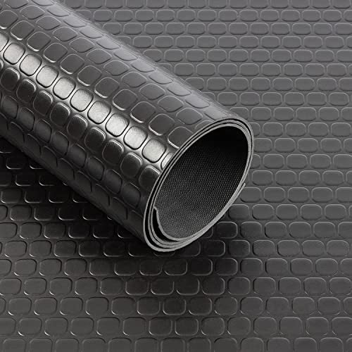 KARAT Revêtement de Sol PVC - Square Coin - Tapis en Caoutchouc de 2 mm d'épaisseur - Découpé sur Mesure (120 x 100 cm, Noir)