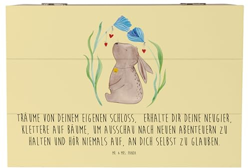 Mr. & Mrs. Panda 22 x 15 cm Holzkiste Hase Blume - Ostergeschenke, Osterdeko, Geschenk, Dekokiste, Aufbewahrungsbox, Kaninchen, Osterdeko,