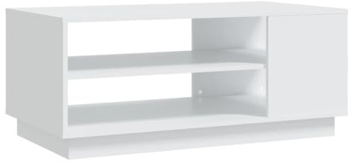 vidaXL Couchtisch mit Stauraum Beistelltisch Kaffeetisch Sofatisch Teetisch Tisch Wohnzimmertisch Ablagetisch Weiß 102x55x43cm Holzwerkstoff