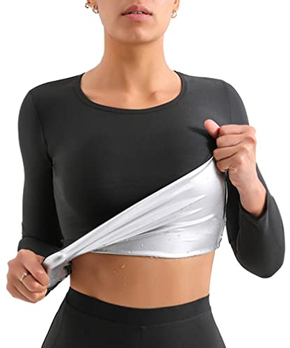 Jungerhouse Vetements de Sudation Femmes Haut de Sudation Vetement Neoprene Accélérer Transpiration Ventre Plat Anti Cellulite pour Minceur Fitness Jogging Yoga (B,S/M)