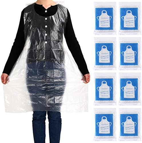 JULMELON Transparente Kunststoffschürzen Einweg Erwachsene Malschürzen Einwegkittel für Erwachsene Malerei Kochen Picknick Party, Transparent, 44 X 30