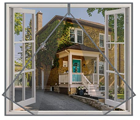 Eouyt Fliegengitter Fenster 100x200cm Fliegengitter Fenster Insektenschutz Insektenschutz Moskitonetz Fenster Multifunktionaler Insektenschutz-Rollladen Jalousien, Grau