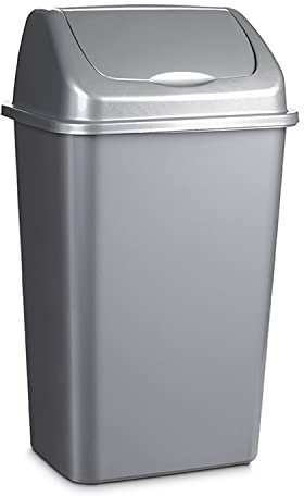 TIENDA EURASIA - Papelera con Tapa Basculante, Cubo de Basura 30 Litros, Papelera para Baño, Oficina, Cocina, Cubo Basura Tamaño 34 x 27,5 x 58,5 cm (Plata)