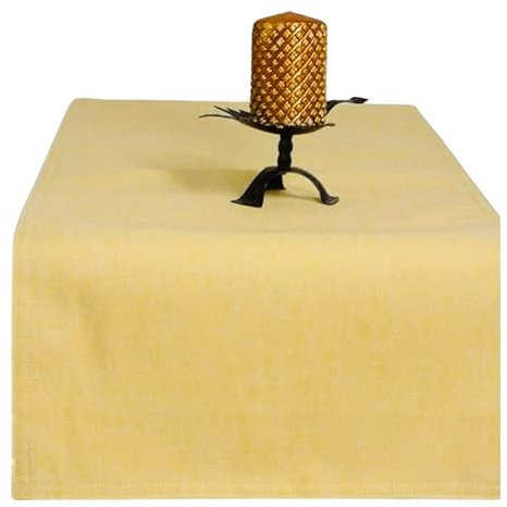 Tischläufer | Gelb - Eckig - 33x160cm | Tischband | Mitteldecke | Leinen-Optik | Lotus-Effekt | Schmutzabweisend