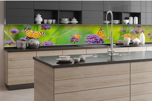 Dimex Küchenrückwand Folie Selbstklebend Schmetterlinge 350 x 60 cm | Klebefolie - Dekofolie - Spritzschutz für Küche | Made in EU