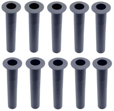 Poolzilla Set mit grauen Hülsen und Kappen für Pool-Sicherheitszaun, kompatibel mit lebensrettenden Poolzaun, 1,6 cm Basisdurchmesser und 10,2 cm Höhe, für den Einsatz auf Beton, Pflastersteine, Deck,