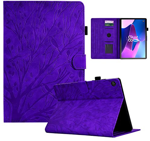 LSPCASA Cover Lenovo Tab M10 Plus 3rd Gen Materiale In Pelle PU Ombra Dell'Albero Cover Supporto Auto Wake/Sonno Custodia Lenovo Tab M10 Plus 3rd Gen Viola