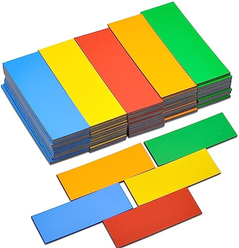 MIN CI 75 Stück Magnetstreifen Beschreibbar, 60 x 20 x 1.5mm Magnetische Aufkleber Whiteboard Magnete Bunt Abwischbar Magnetband für Kühlschrank Notizblöcke Regalbeschriftung