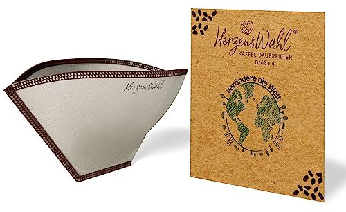 HerzensWahl® Filtro de café reutilizable, filtro de café permanente de acero inoxidable, filtro permanente Zero Waste para café de filtro, verter sobre y filtro de mano de café, filtro de café