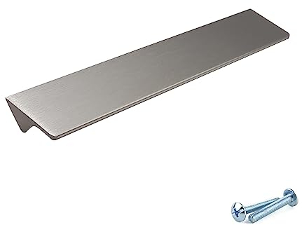 M4TEC Bar Kitchen Cabinet Handles, Kitchen Cupboard Door Handles, Wardrobes and Drawers, Bedroom Furniture Finger Edge Pull Handle Brushed Stainless Steel. VE8 Series: 32 mm Pack of 10