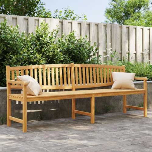 Homgoday Gartenbank Bank Sitzbank Parkbank Bänke Ruhebank Gartenbank Terrassenbank Holzbank mit Rückenlehne Garten Balkon Bank 228x59,5x90 cm Massivholz Teak