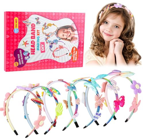 Haarreifen Mädchen DIY Set für Kinder - Bastelset Kinder ab 6 Jahre - Mode Mädchen Haarschmuck Bastelsets - Kreatives Geburtstagsgeschenk - Spielzeug Basteln Mädchen 6 7 8 9 10 11 12 Jahre Alt