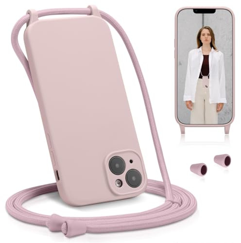 Verco Liquid Silikon Handyhülle für iPhone 14 Case [verstellbare Kette] Schutzhülle Handykette für iPhone 14 Hülle - Ideal für Festival und Outdoor