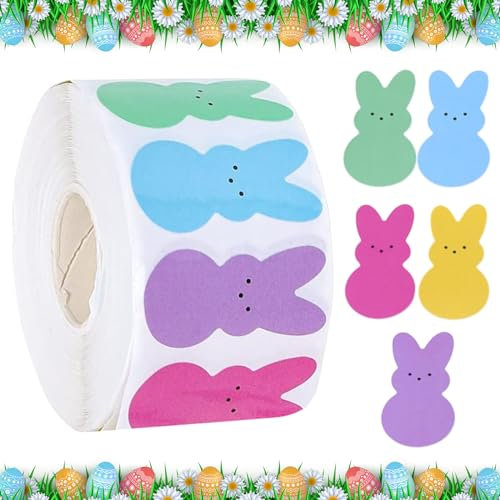 KIKVTER Osterhasen Aufkleber, 1000 Stück Ostersticker, Ostersticker Belohnung Kinder, Aufkleber Kinder, Ostern Aufkleber Rolle, Ostern Dekoration Aufkleber für Party Geschenken Ostergeschenk
