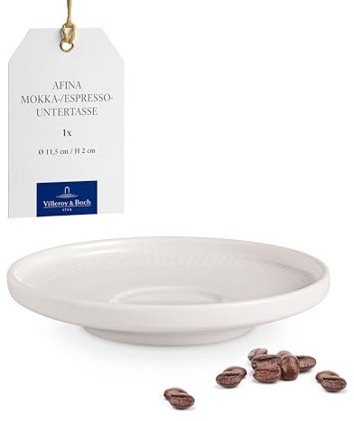 Villeroy & Boch – Afina Espresso-Untertasse Weiß, Spülmaschinenfest, Mikrowellensicher, Geschirr, Espresso Untersetzer, Untertasse Keramik, Premium Porzellan